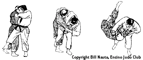 Illustrated sequence of O-soto-gari, the major outer reap.