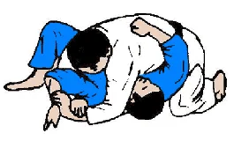 Illustrated sequence of Ude-garami, the entangled armlock.