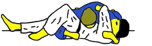 Illustrated sequence of Yoko-shiho-gatame, the side four-quarter hold.